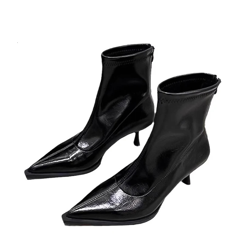 Spring Autumn Women Ankle Boots Fashion Pointed Toe Thin High Heel Ladies Dancing Party Stripper Shoes
