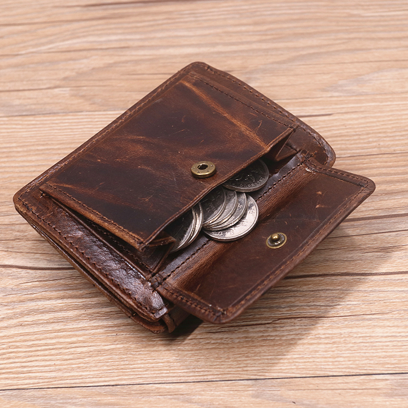Genuine Leather Wallet For Men Male Original Cowhide Vintage Short Men's Wallets Purse With Card Holder ID Window Coin Pocket