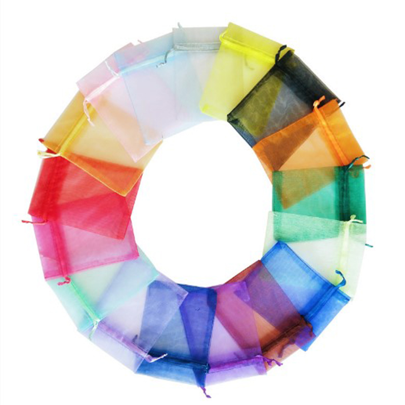 100Pcs/lot Organza Bag Jewelry Tulle Drawstring Bag Jewelry Packaging Display & Jewelry Pouches Wedding Gift