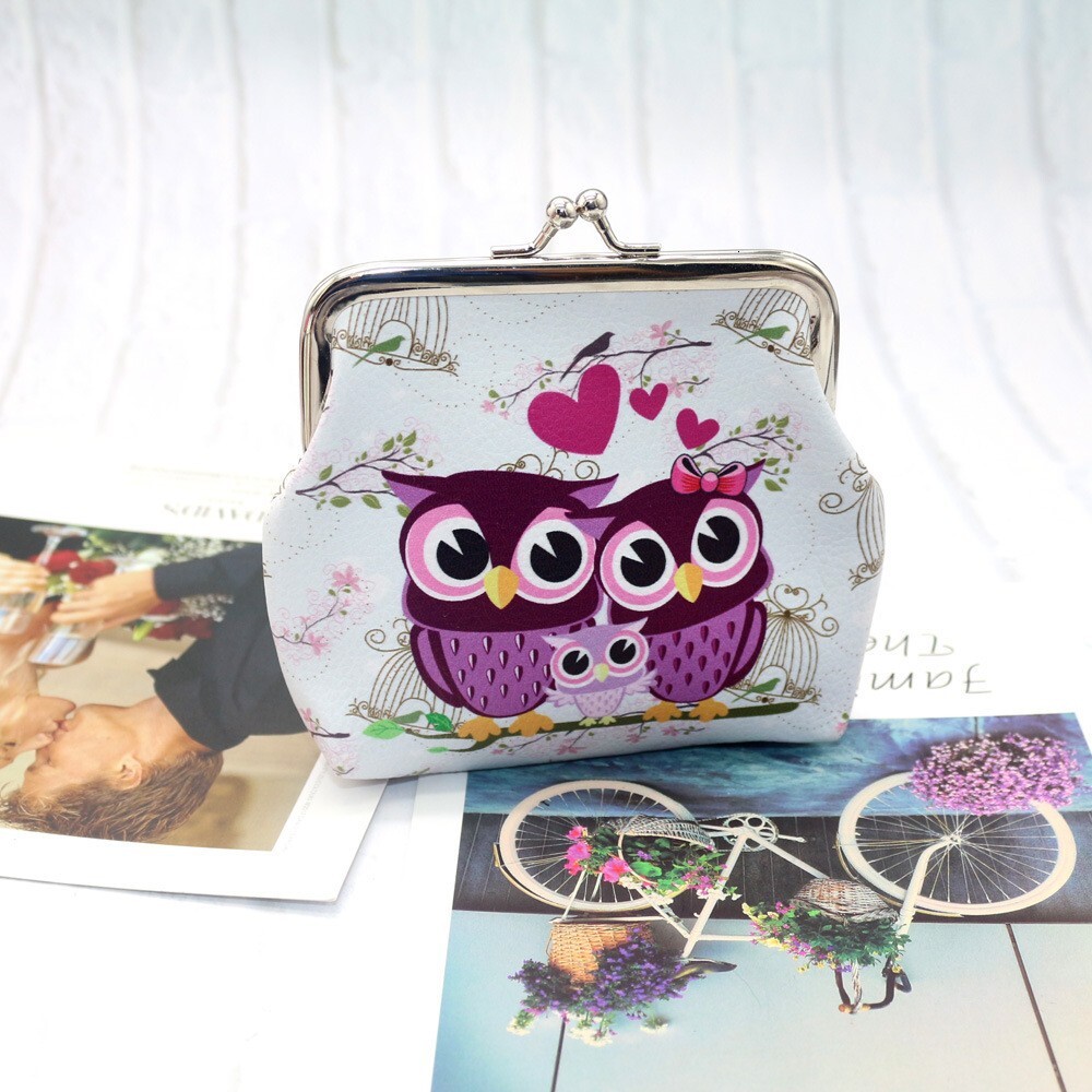 New Designer Cute Owl Pattern Printed Small Wallet 1-Piece Set Hot Selling Women's Cute Coin Wallet Carteira Feminina