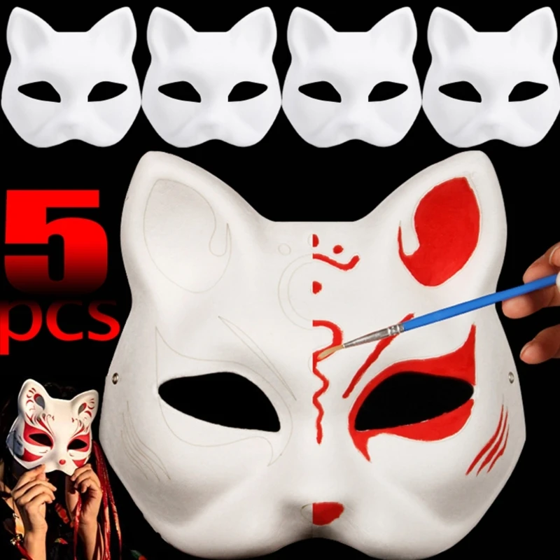 DIY Cat Mask Half 2025 Face Mask Hand-Paint Foxes Mask Masquerade Mask for new Halloween H9ED