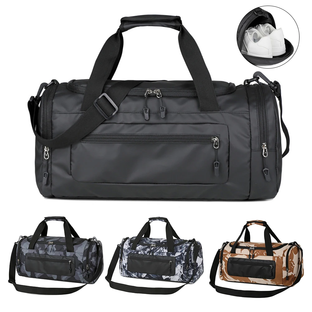 Men Sports Luggage Bag Large Capacity with Shoe Compartment and Wet Pocket Workout Bag Outdoor Handbag Weekend Gym Travel