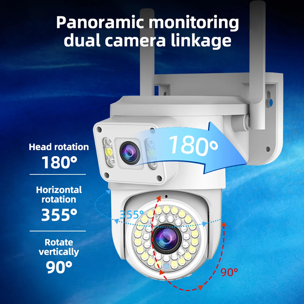 4MP Dual Lens WIFI IP Camera HD Dual Screen PTZ Camera AI Auto Tracking Security CCTV Camera Video Surveillance Yoosee APP