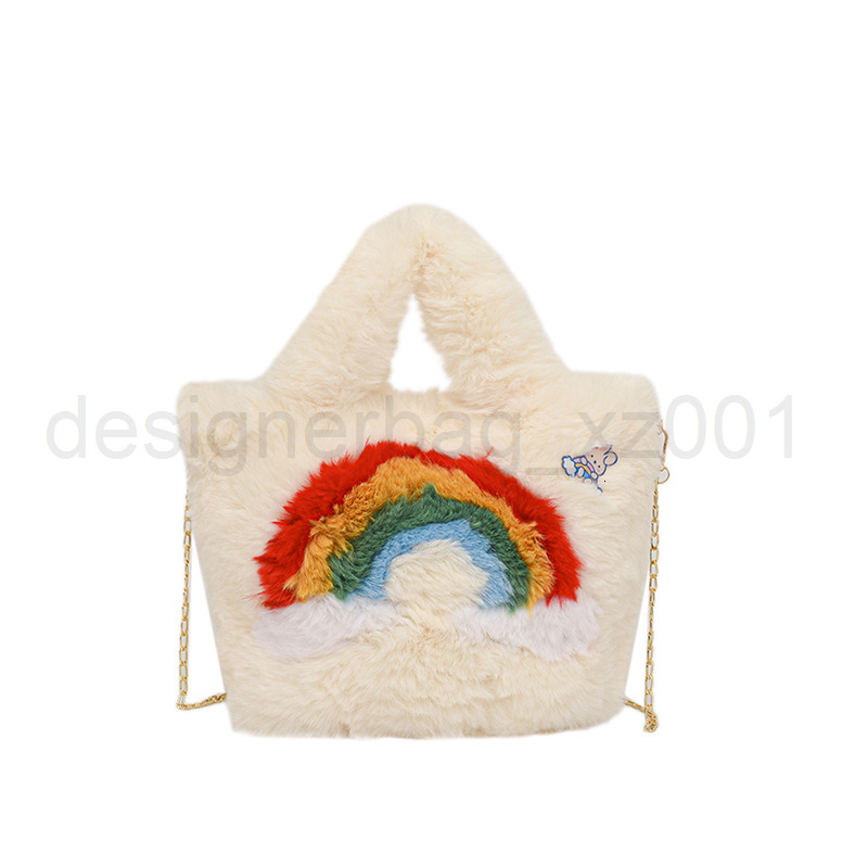 Niki Duncks Tote Bagbag Designer Fashion Classic 10a Top Woman Handbagevening Bags Winter New Cute Rainbow Plush Womens Handheld Large Capacity Chain 