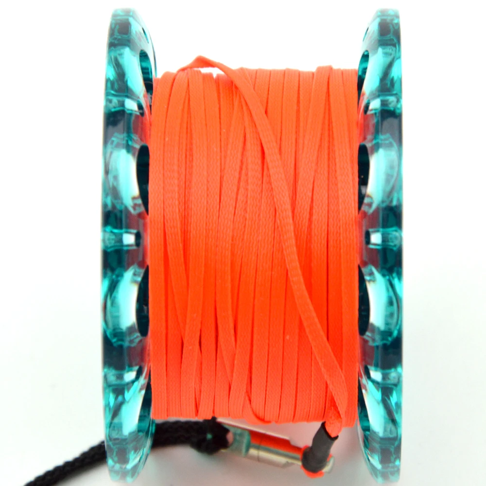 15M/30M Multicolor Plastic Diving Finger Reel with Double Ended Hook for Diving Signal Tube SMB Technical Dive Cave Diving