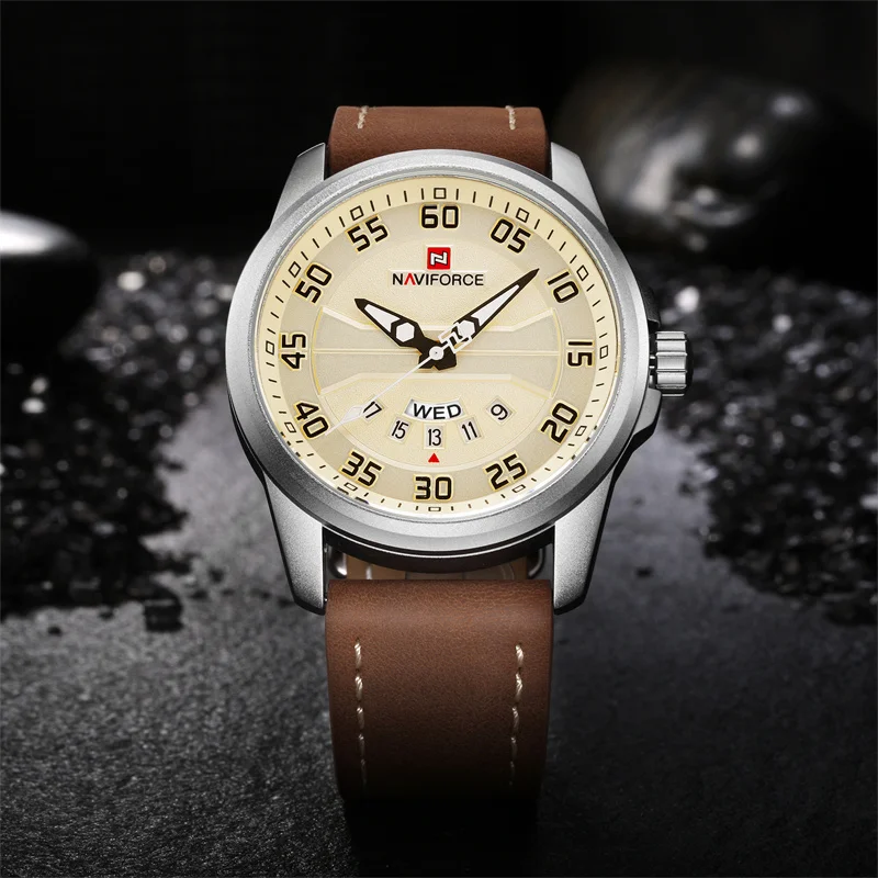 NAVIFORCE Men Sports Watches Men's Quartz Date Clock Man Leather Strap Military Waterproof Wrist watch relogio masculino