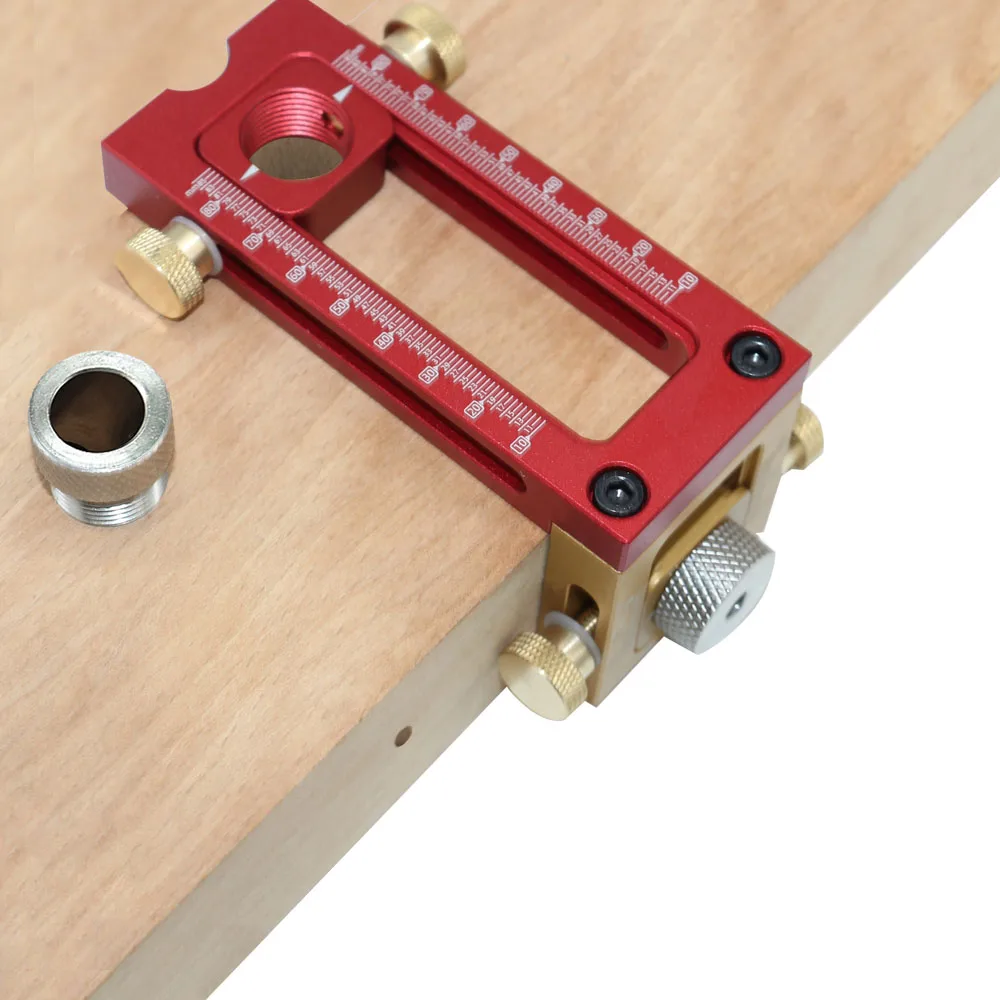 2 In new 1 Drill Guide Doweling Jig Bed Cabinet Screw Punch Locator Woodworking Hole Drill Bit Set 2025 5-Hole 6/8/10/12/15mm Pin Fixture
