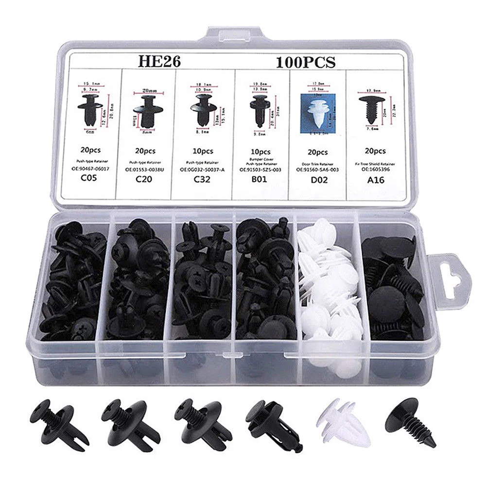 100pcs Mixed Auto Fastener Clip for MITSUBISHI Lancer EX 10 Lancer X Outlander ASX Colt Pajero Sport