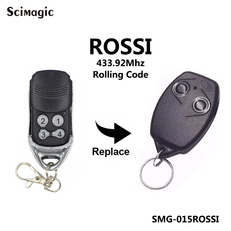 Compatible ROSSI Remote Control Transmitter for Garage Gate 433.92mhz Rolling Code