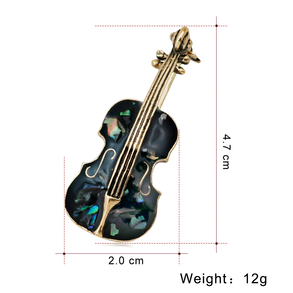 Musical Instrument Enamel Brooches New Style Guitar Violin Jewelry Luxurious Metal Badge Lapel Pins for Women Bag Brooch