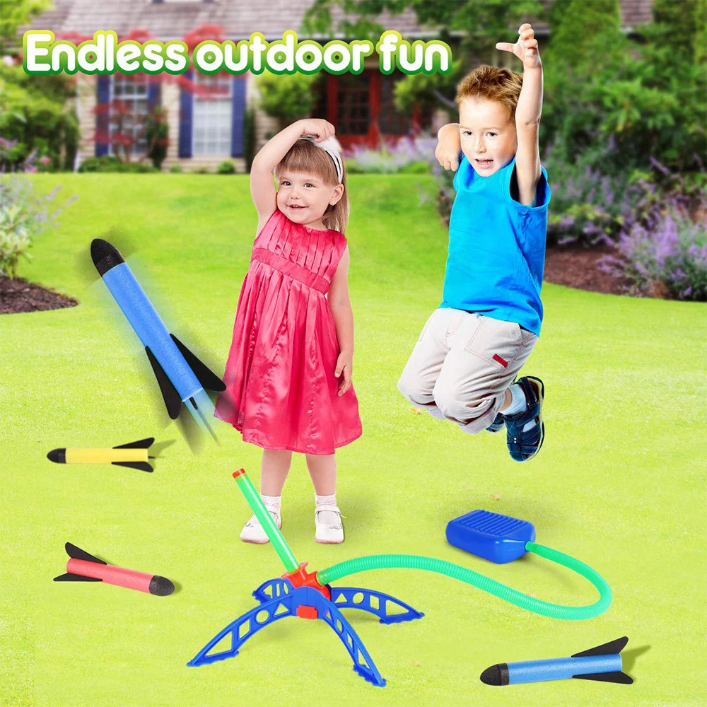 Air Rocket Foot Pump Launcher Toy For Outdoor Children Foot Flashing Stomp Soaring Flying Foam Jump Pressed Interactive Game Toy
