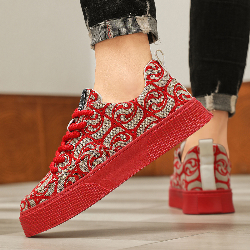 2024 Canvas Sneakers Men Fashion Spring Autumn Casual Men's Platform Lace Up Flats Non-slip Wear-resistant Sports Shoes a81a5