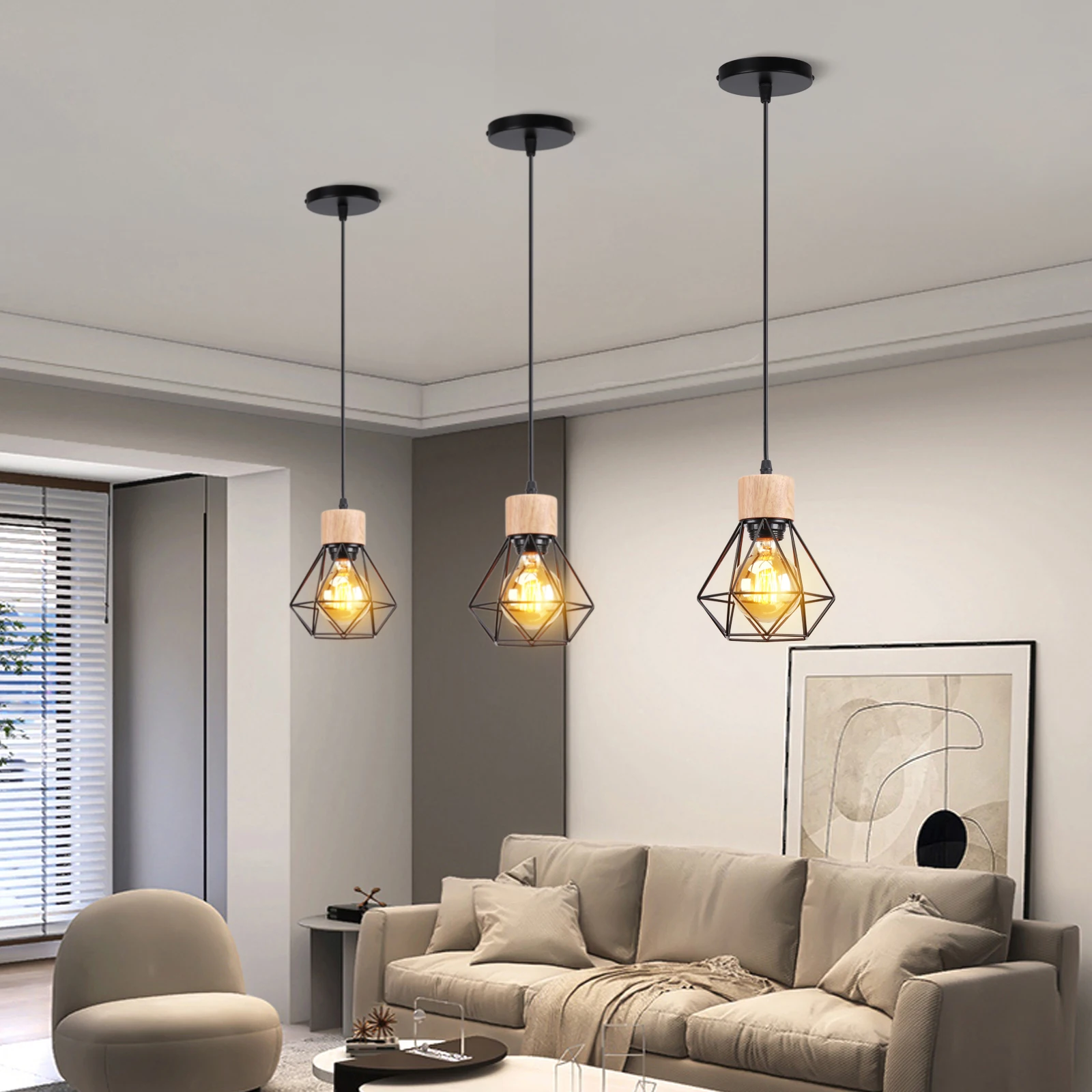 Vintage Industrial Retro Loft Pendant Ceiling Light LED Hanging Lamp Shade for Home Living Room Kitchen Lighting Luminaire Decor