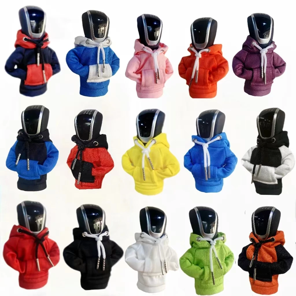 Sweatshirt Car Gear Box Lever change knob Hoodie Car Gear Shift Cover Car Decorations Mini Hoodie for Car Shifter Red Black