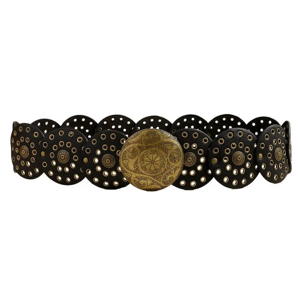 Women Retro Belt Western Style Women Belt Exaggerated Western Style Women's Belts with Vintage Hollow Out Design for A