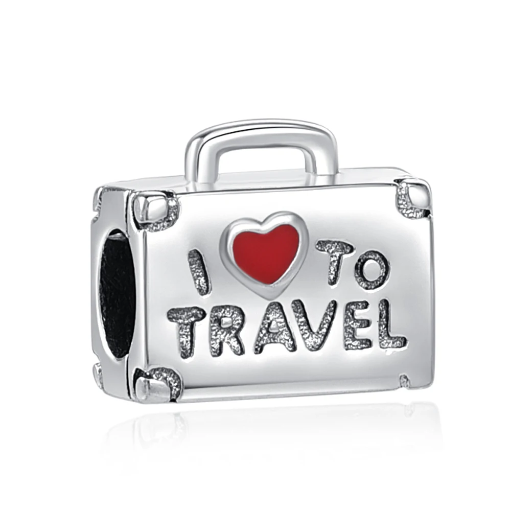 New 925 Sterling Silver Travel Bag Suitcase Chest Charms Bead Diy Fit Original Pandora Charms Bracelet Necklace Women Jewelry