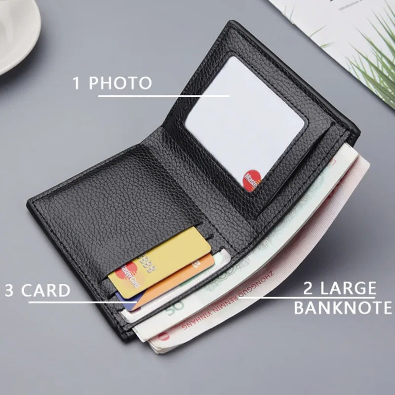 2023 New Soft Men Wallet Solid Color Pu Leather Mini Coin Purse Driver's License Card Holder