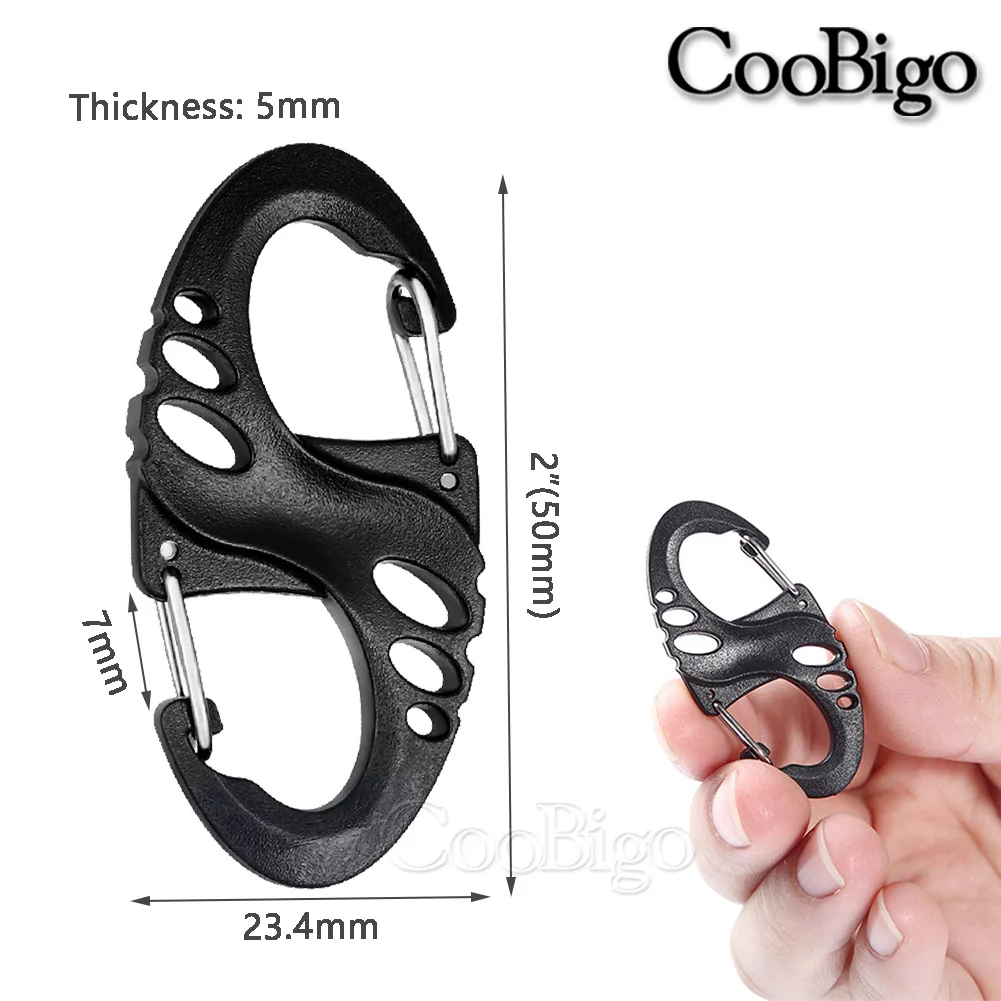 10pc Plastic Snap Hook Spring Buckle Carabiner S Shape Clips Keychain Key Ring Outdoor Backpack Paracord Lanyard DIY Accessories