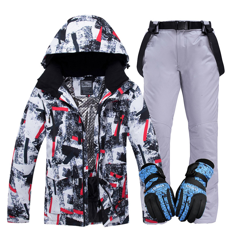 Winter Suit Men Windproof Waterproof Warm Outdoor Hot Ski Jacket + Pants Skiing Snowboarding Suits Set Male