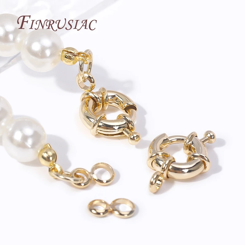 9/11.5/15MM Carabiner Spring Ring 14k Gold Plated Brass Metal Jewelry Clasps Fasteners DIY Handmade Necklace Accessories