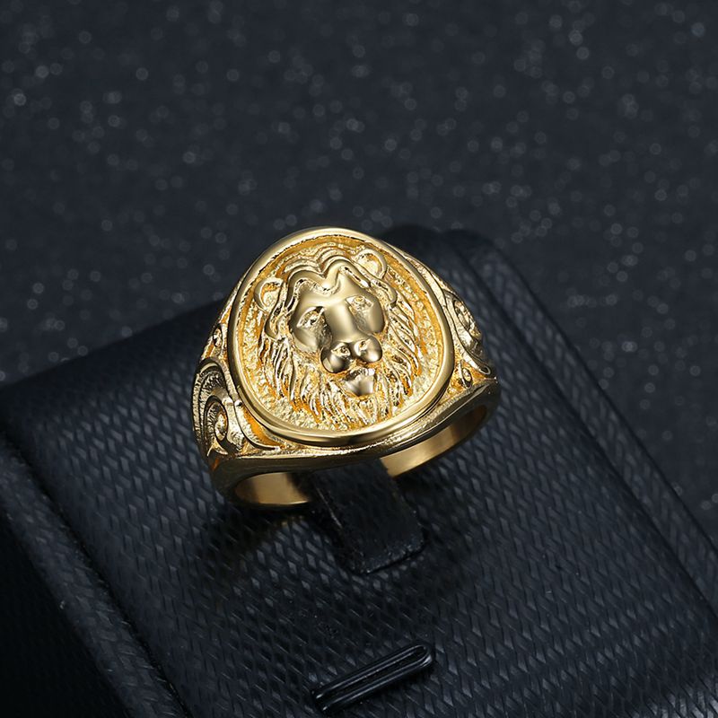 Hip Hop Casting Animal Ring High Polished Stainless Steel Gold Plated Jewelry