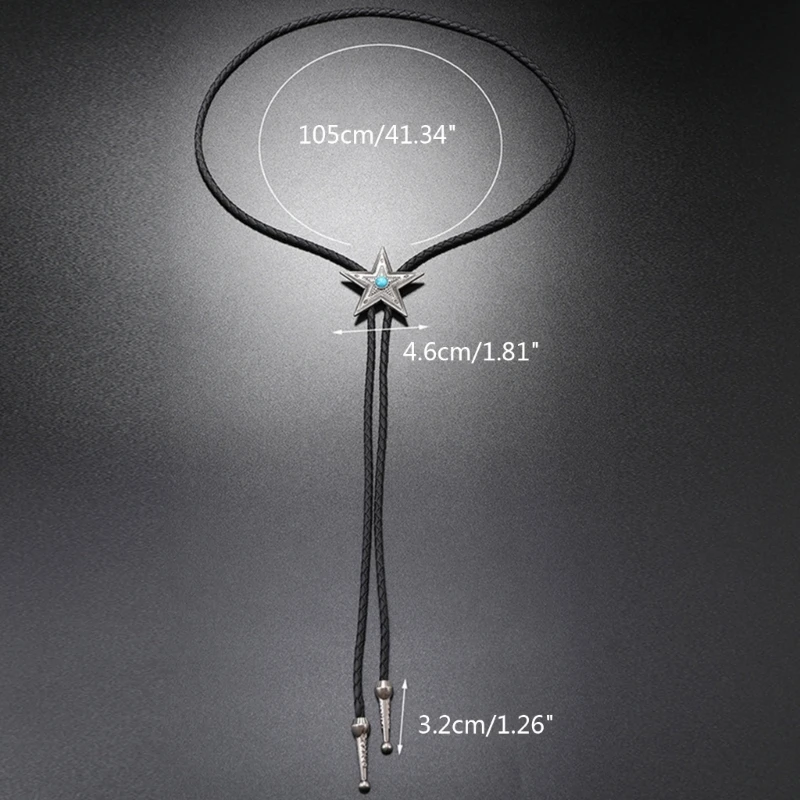 Elegant Black Bolo Tie with Star Pendant Cowboy Star Necktie Western Necklace Cool Bola-Tie Western Cowboy Costume Wholesale