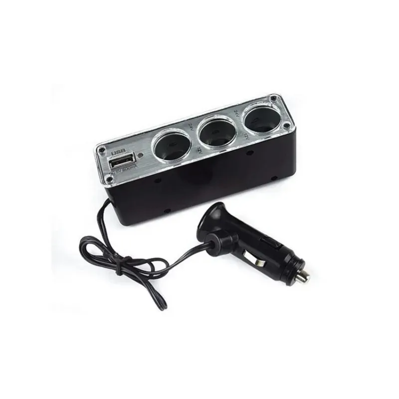 12V/24V Car Cigarette Lighter Splitter Car Charger Car Power DC Outlet Adapter with USB Charging Port and Bluetooth Receiver