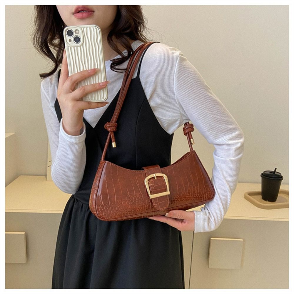 Vintage Handbags For Women Solid PU Leather Hasp Shoulder Crossbody Bag Luxury Designer Ladies Underarm Bags Hobo 2023 Fashion