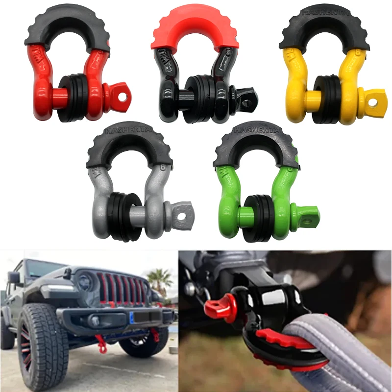Anti-Rust Bow Shackle 5/8" D-Ring Shackle 42,990lbs Break Strength with Isolator &Washers Kit for Jeep Off-Road Vehicle Recovery