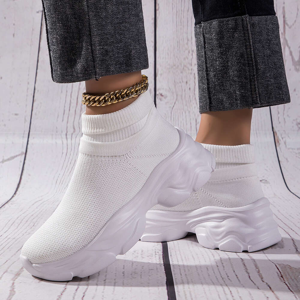 Sock shoes, female internet celebrity, autumn new high top student casual couple sports short boots, men's shoes ddmythur