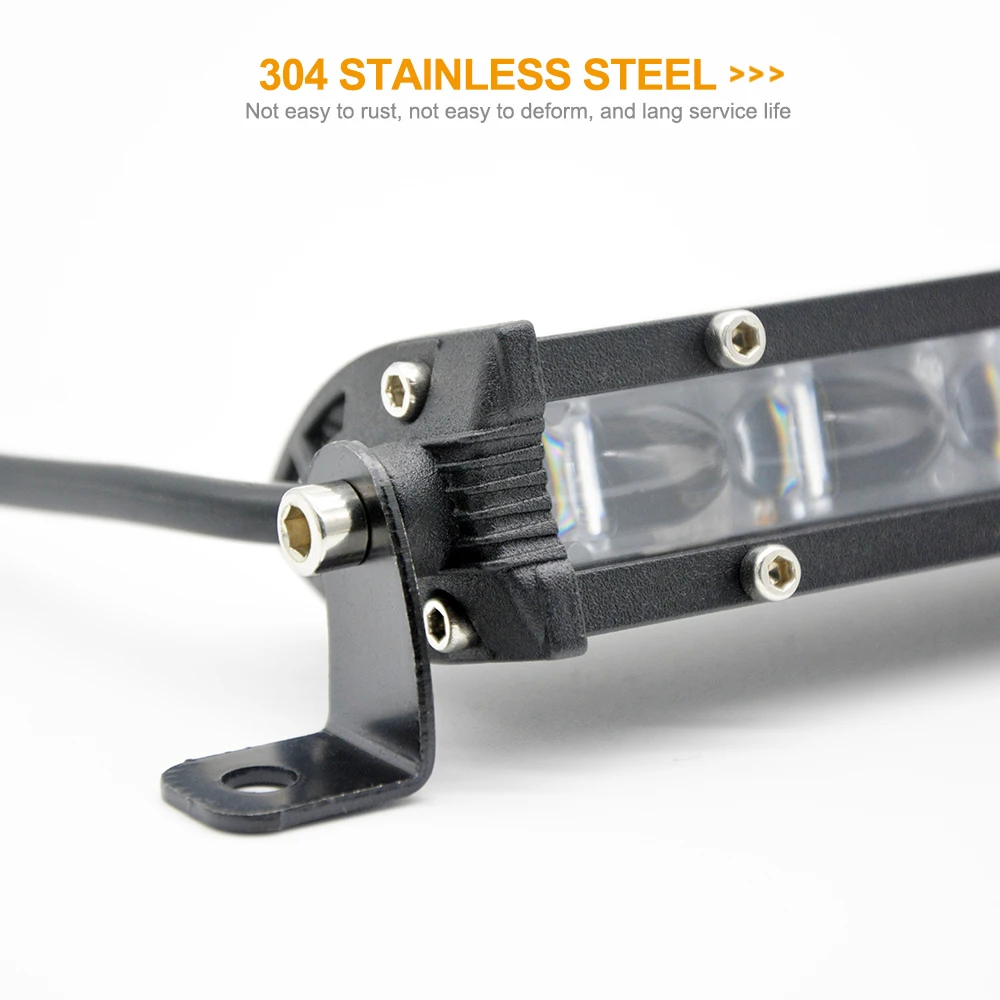 Car Led Light Car Spotlight 6D Lens Slim Small Single Row Long Strip Light Car Work Light Dome Light