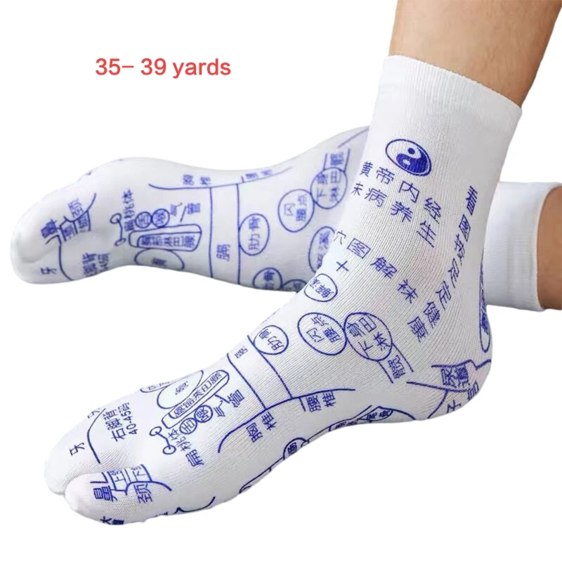 Acupressure Reflexology Chart Socks 2 Toe Split Foot Massage Meridian Hosiery