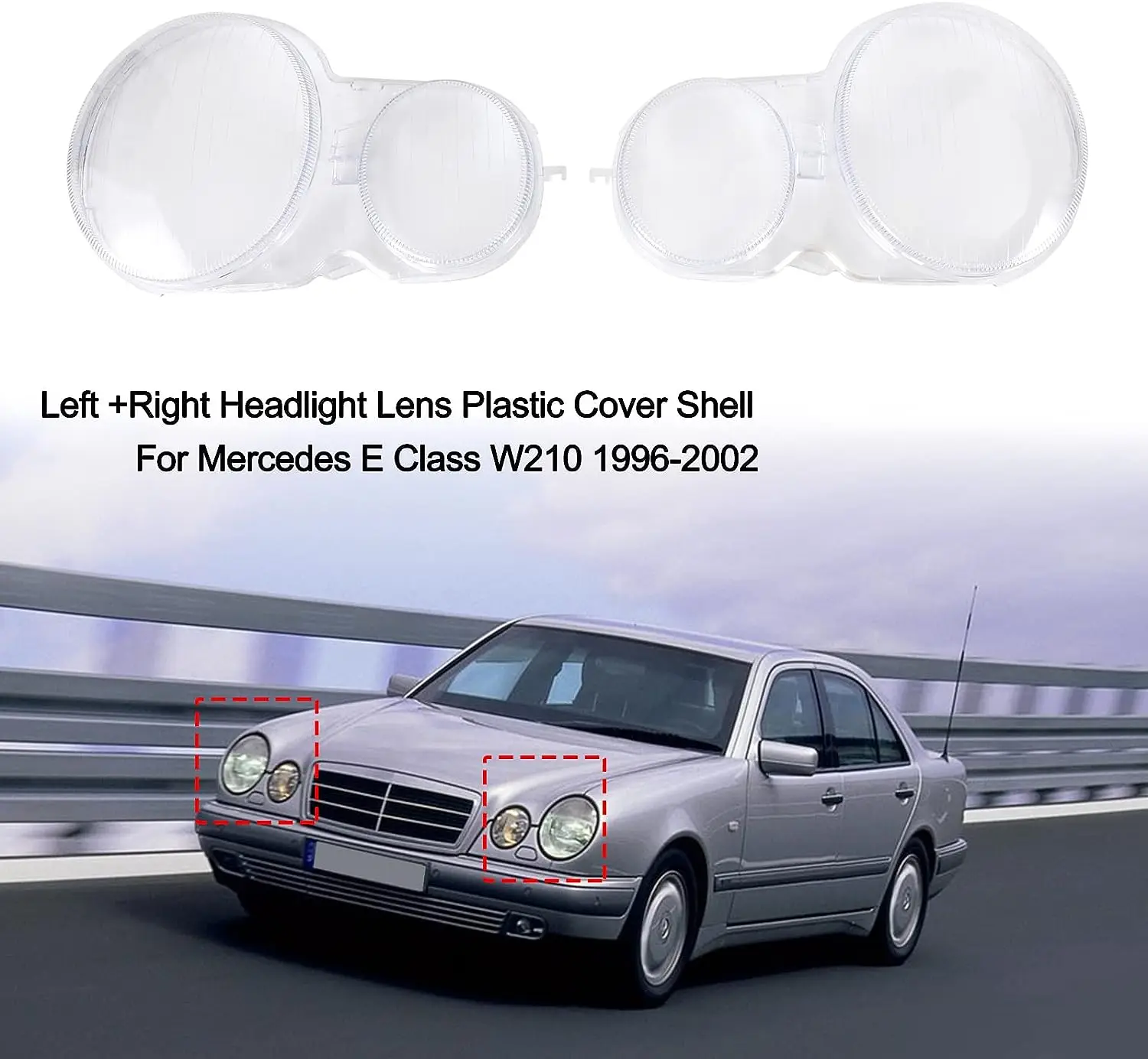1 Pair Headlight Lens Cover For Mercedes-Benz W210 E200 E240 E260 E280 E320 E430 1996-2003 Headlamp Cover Transparent Lampshade