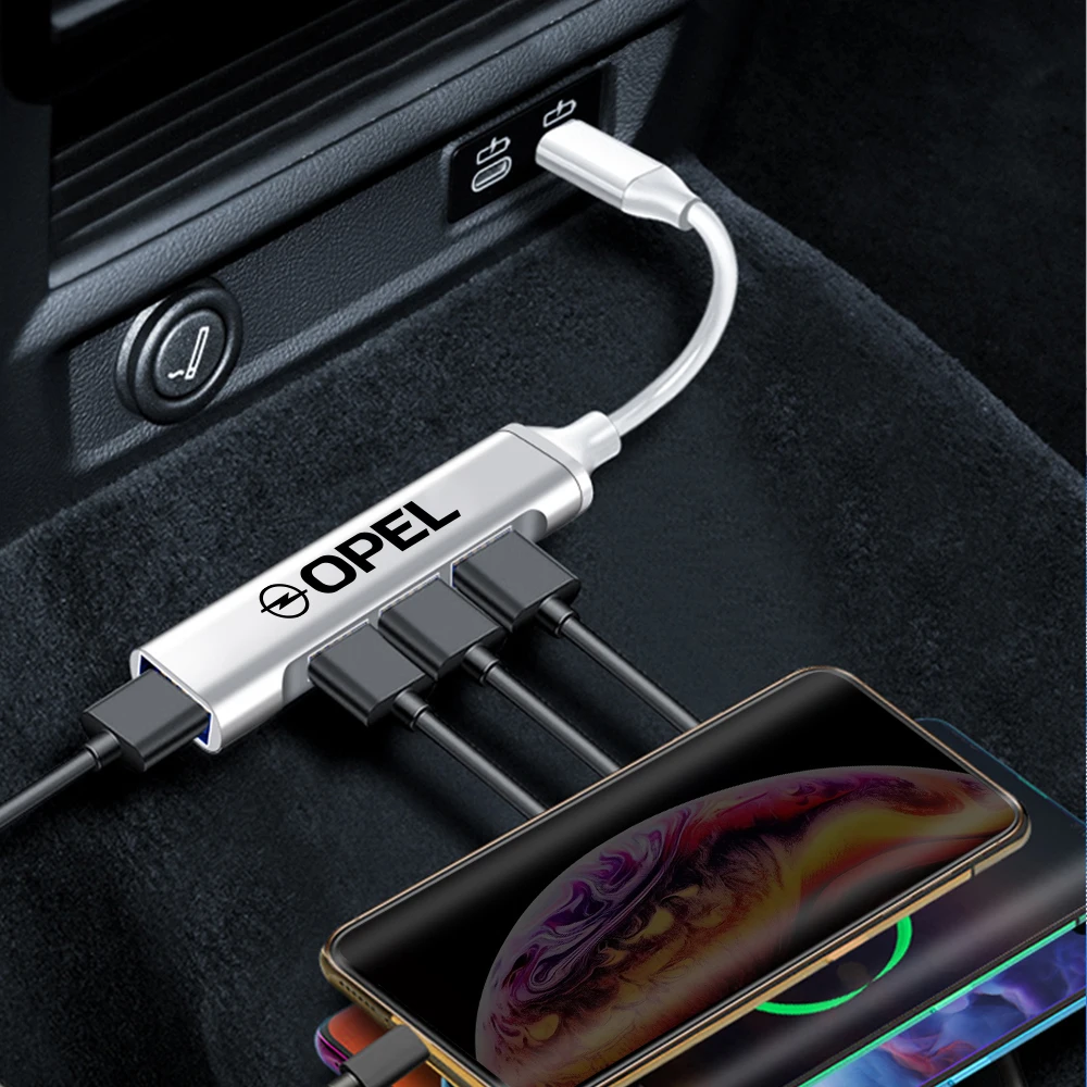 4 In 1 Car USB HUB Charger Power Cable Type C Car Accessories For Opel Astra H J G K Insignia Corsa C D Vectra C B Meriva a