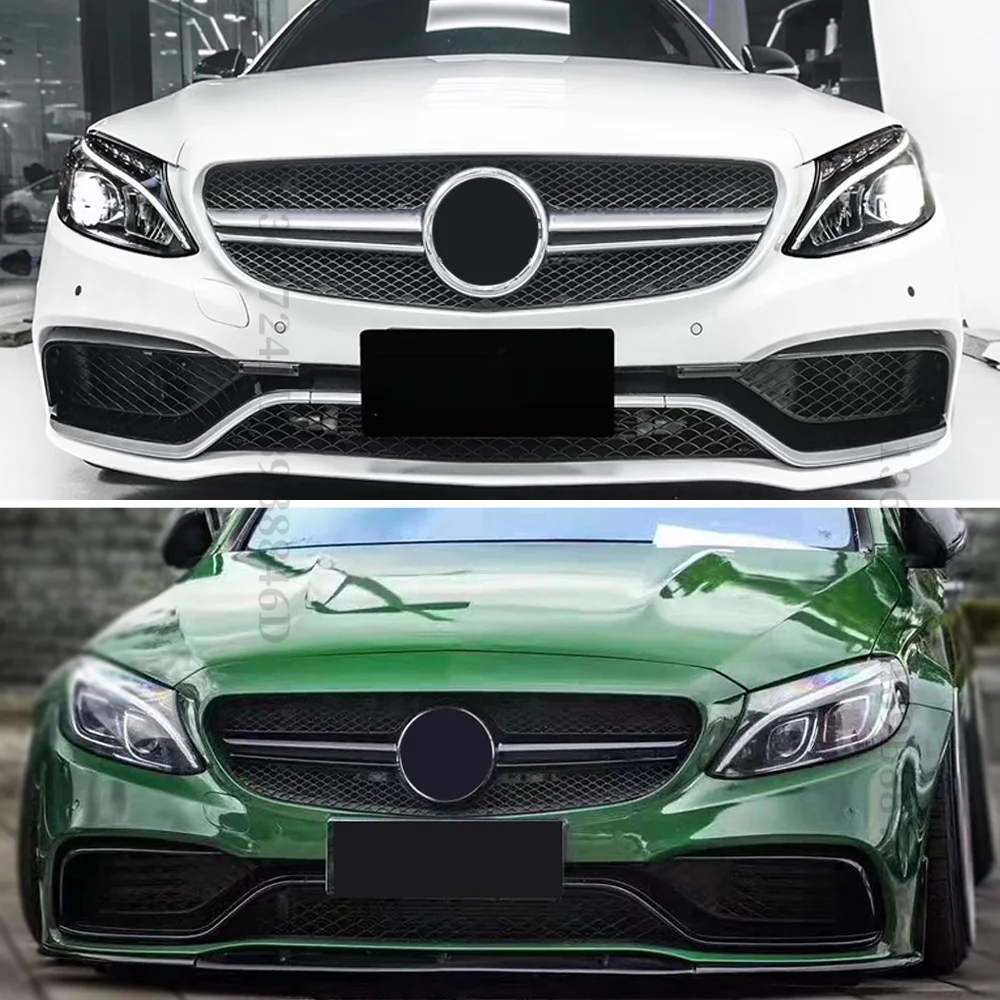 GT GTR Diamond Inlet Mesh Front Grille Grill Tuning Accessories For Mercedes Benz C W205 C205 S205 2014-2021 AMG Style Refit