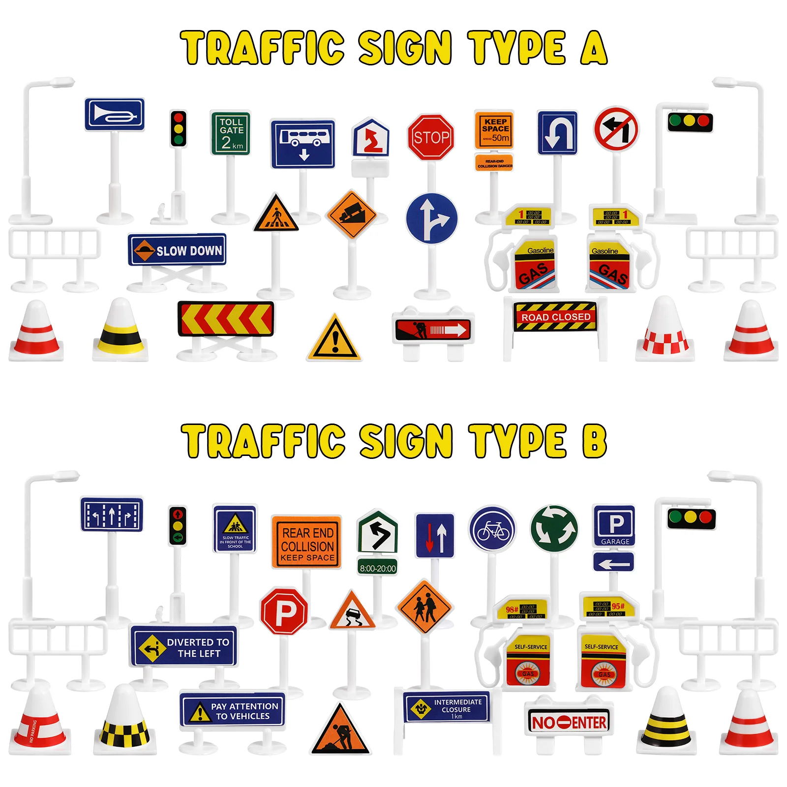 56 Pcs Play Traffic Signs Street Kids Playset Road Signal Toys for Children