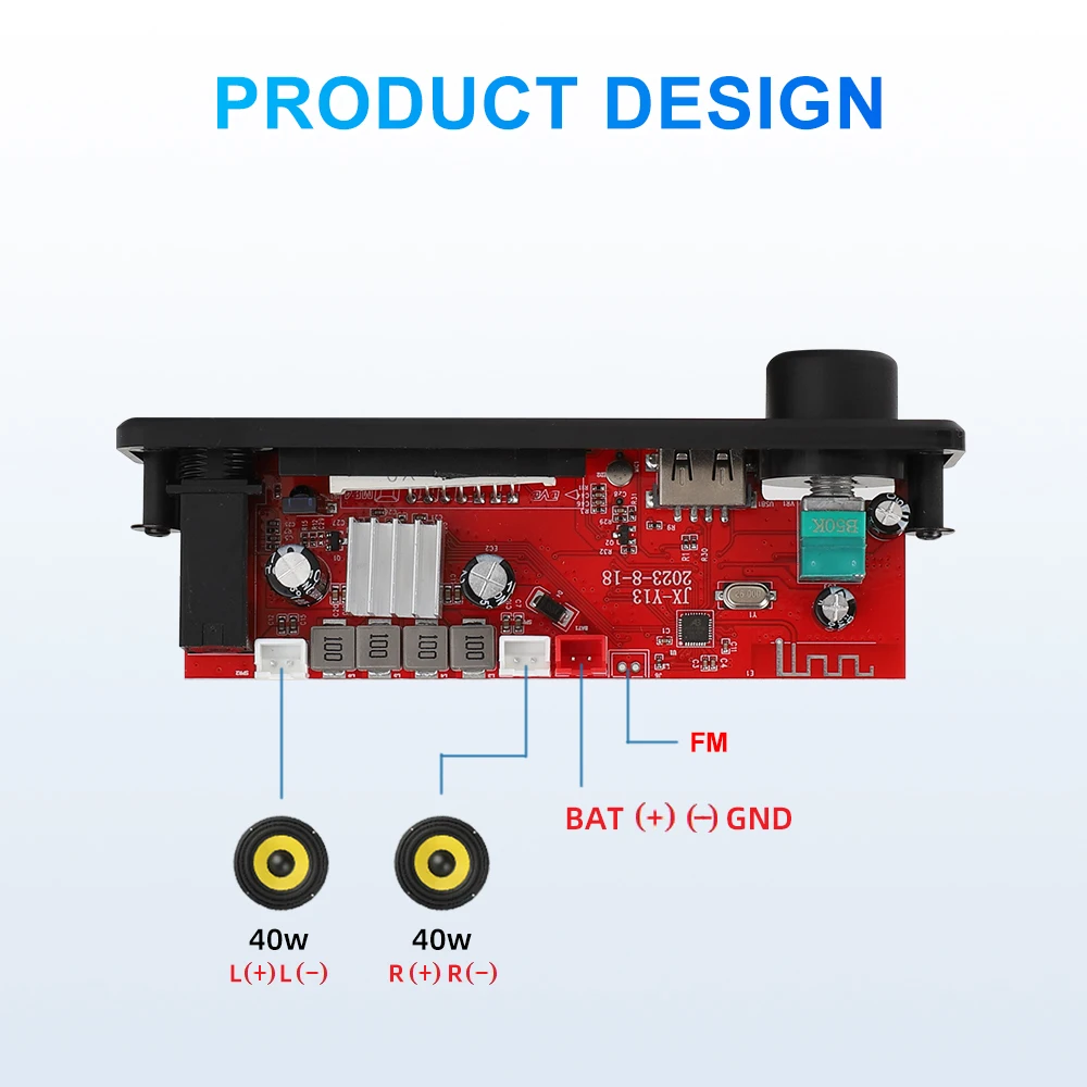150W DIY Amplifier Bluetooth Decoder Board 12V 6.5mm Microphone FM Radio TF USB Car Audio Music Player Speakers Volume Control