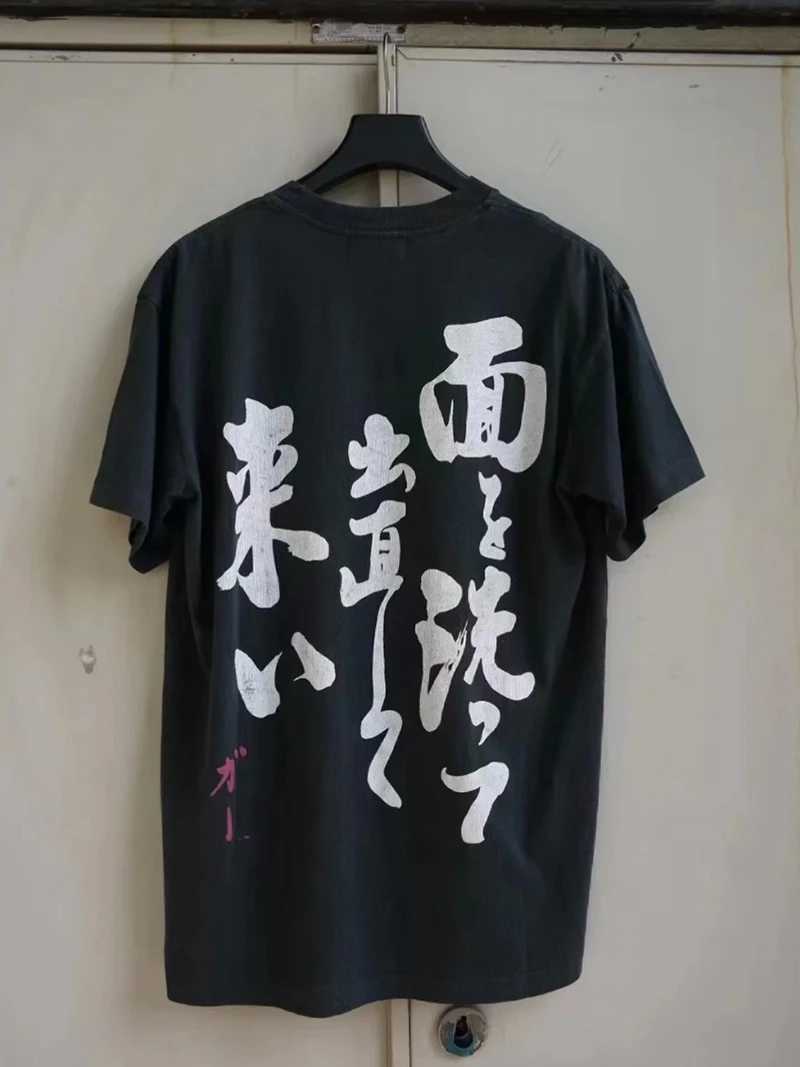 Men's T-Shirts Enfants Riches Dprimes Vintage Round Neck Oversized Tee Boys Pattern Japanese Text Print High Street Men Women 1 1 T-shirt ERD J24