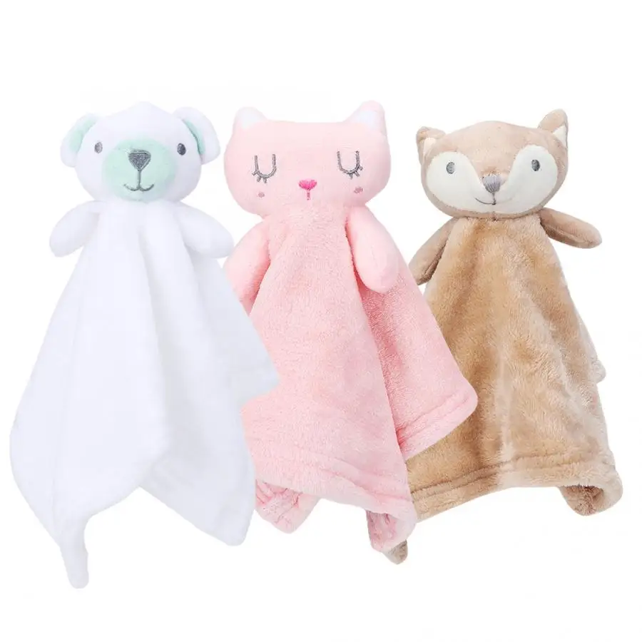 Baby Towel Infant Animal Soothe Appease Towel Soft Soothe Towel Cat Bear Fox Stuffed Comforting Toys Gift