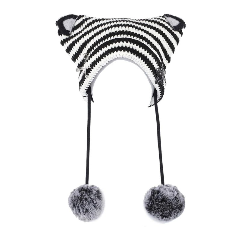 Popular Female Hat Knitting Beanie Hat with Cats Ear Y2K Women Winter Warm Hat Dropshipping