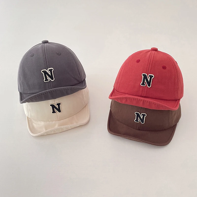 Korean Baby Summer Hat Letter N Embroidery Adjustable Baseball Cap For Toddler Boys Girls Peaked Cap Soft Kids Sun Hat