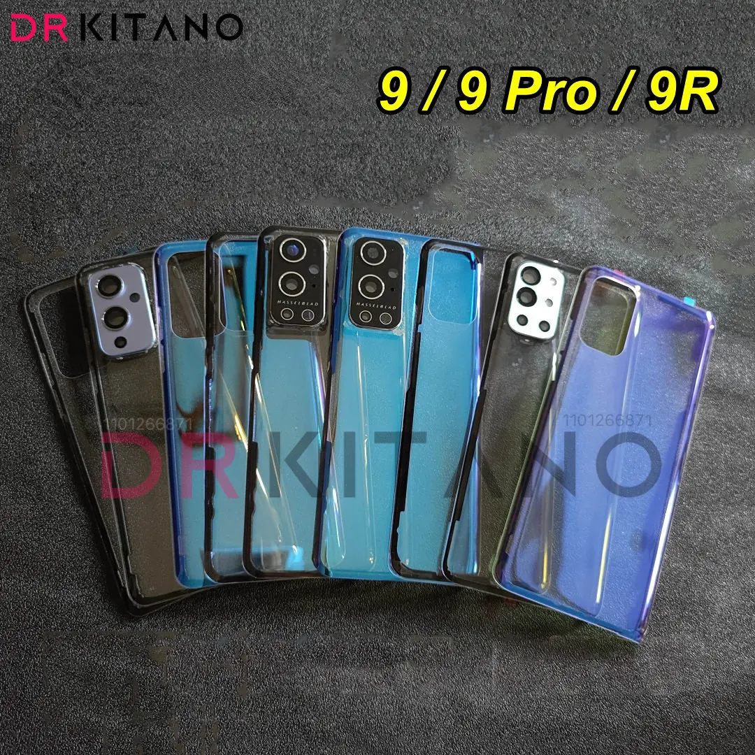 DRKITANO Clear Glass Back Cover For OnePlus 9 Pro 9R Battery Door Panel Rear Housing Case With Camera Lens Replacement+Sticker