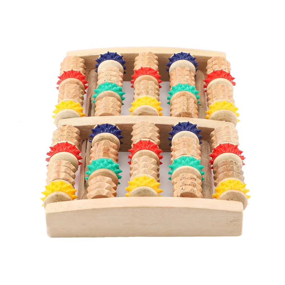Acupressure Wooden Foot Roller For Pain Relief body Massage Heath Therapy 5 Row Wooden Foot Massager Feet Care 24.5x16cm