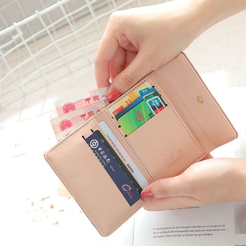 New designer leather pocket women's handbag women's short card holder cute girl wallet Cartera Mujer coin bag