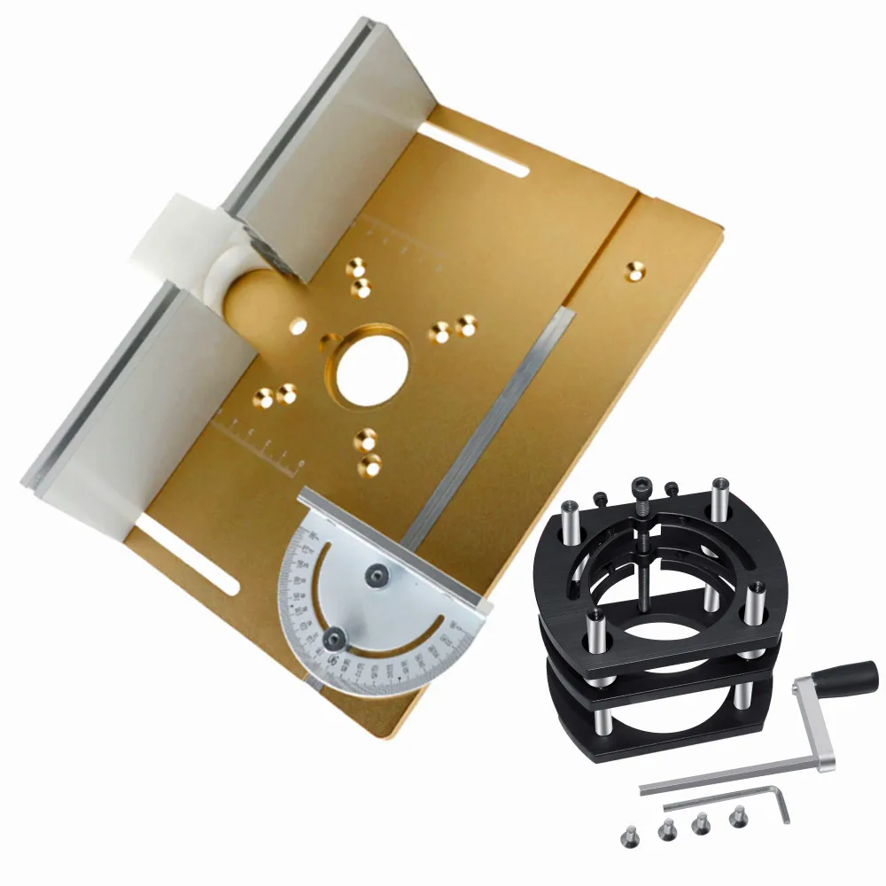 Router Lift and Aluminum Router new Plate 2025 W/ Sliding Fence and Miter Gauge for Wood Router Trimming hine Working Benches DIY Tool
