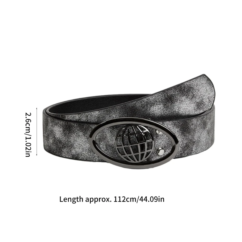 X6HE Jeans Waist Belts with Earth/Star Buckle Gray/Silver Adjustable Waist Belt Y2k Style Woman Dresses Skirt Coat Waistband