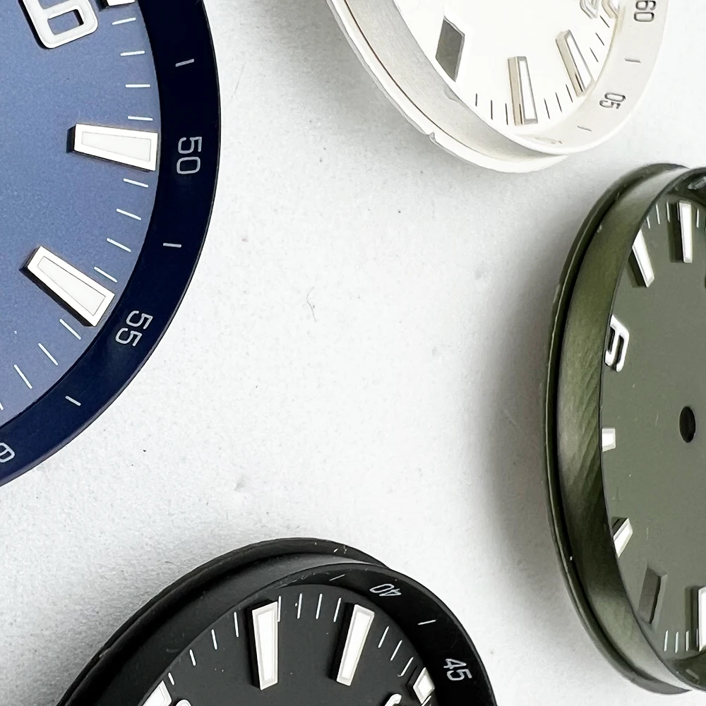 31mm Black White Blue Dial Green Luminous Sterile Watch Fit NH35 NH35A Movement