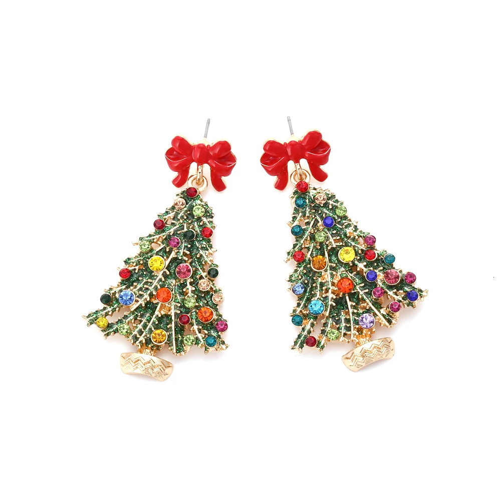 VODESHANLIWEN Fashion Christmas Tree Earrings Womens Rhinestone Dripping Accessories 241031