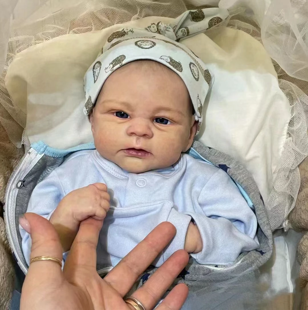 20Inch/50cm Full Body Soft Vinyl Elijah Bebe Reborn Boy With Painted Hair Artist Oil Paint Skin Visible Veins Lifelike Baby Doll