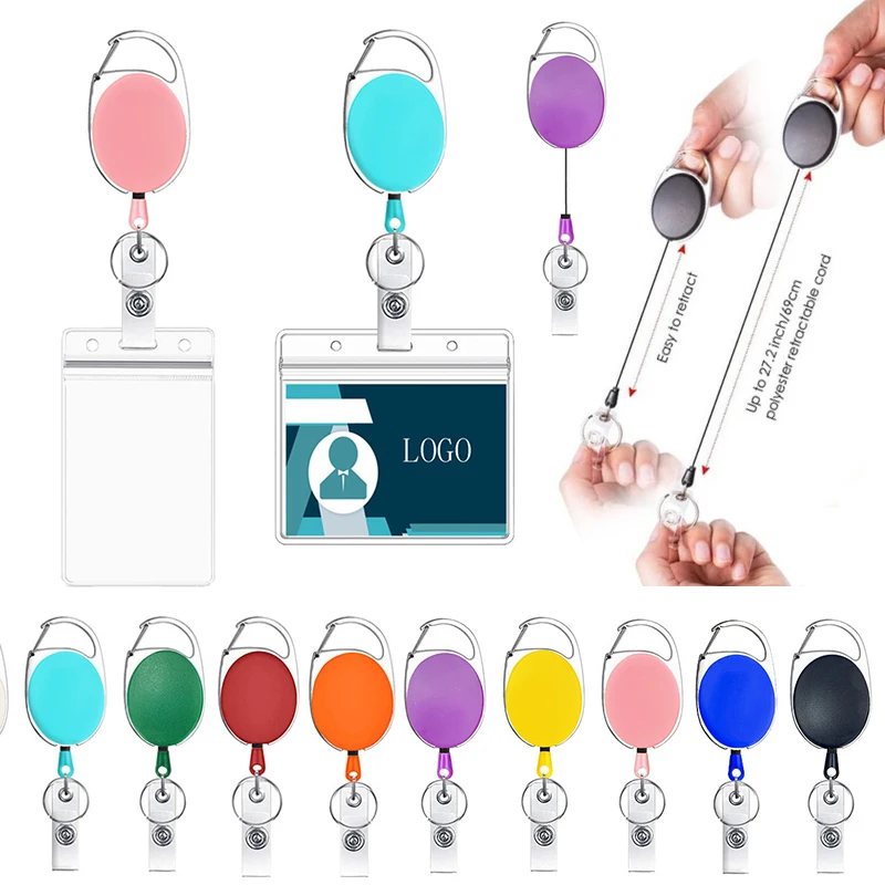 1pc Retractable Badge Holder Clips for Nurse ID Badge Reel with Belt Clip Doctor ID Card Chain Clips School Student Office Solid